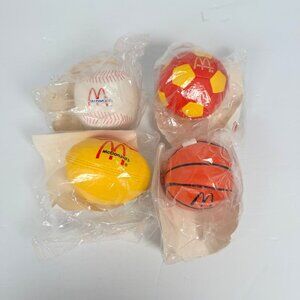 McDonald’s Happy Meal Sports‎ Balls 1990 Lot of 4 NIP Football Basketball Soccer